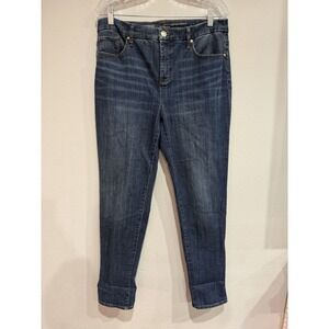 Chicos So Slimming Girlfriend Slim Leg Jean 10R Blue Denim Stretch Comfort